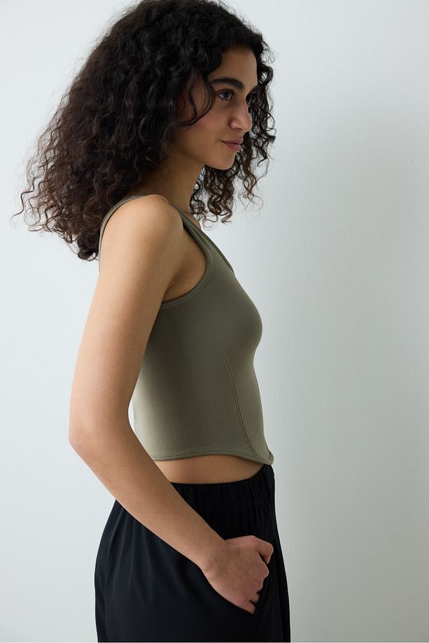 Corset Look Seamless Haki Üst - 3