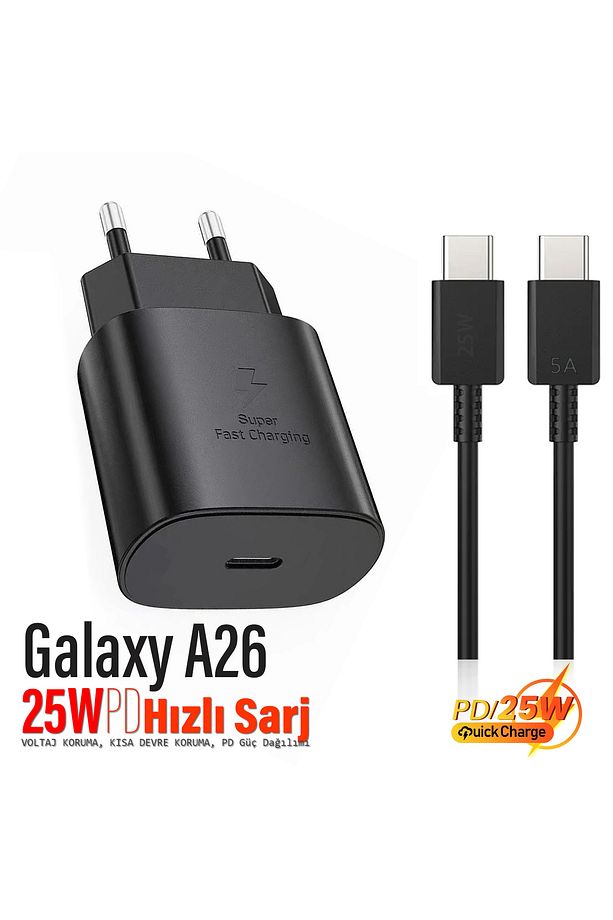 Samsung Galaxy A26 Uyumlu Şarj Aleti ve Kablosu 25W Hızlı Şarj Type-C - 1