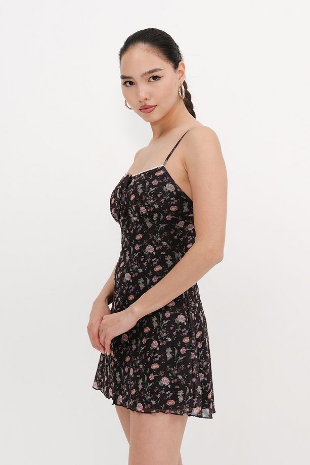 Çiçek Desenli Mini Elbise E17297 - 6
