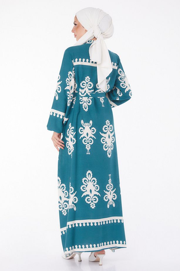 Desenli Renkli Elbise Zumrut - 24989 - 5