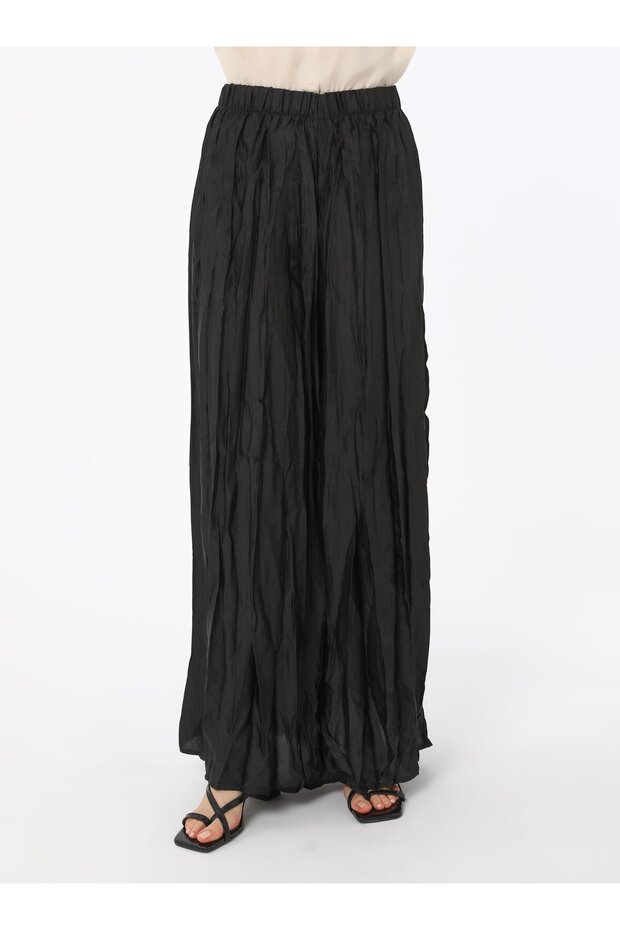 Kırışık Efektli Piliseli Pantolon - Siyah - Refka - 4