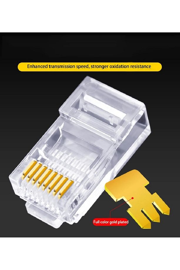 Yeni Nesil Rj45 Cat5 Cat6 Ethernet Internet Kablo Soketi Konnektör Delikli 8p8c Jack Utp Uç 100 Adet - 5