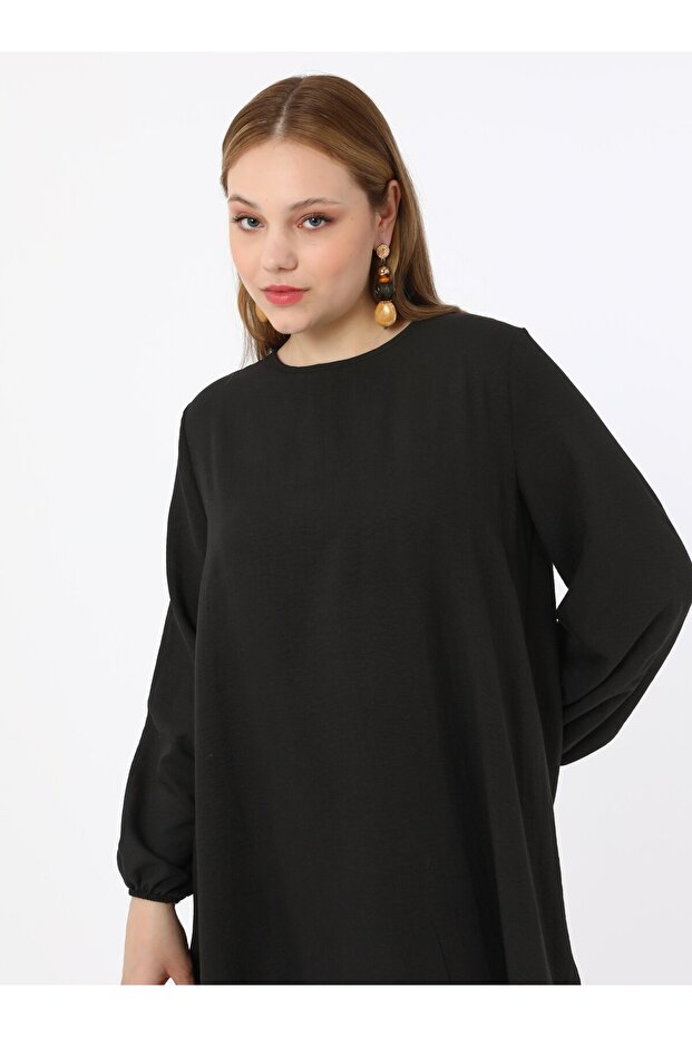 Basic Aerobin φόρεμα με μανίκια ελαστικά - Μαύρο - Alia - 2