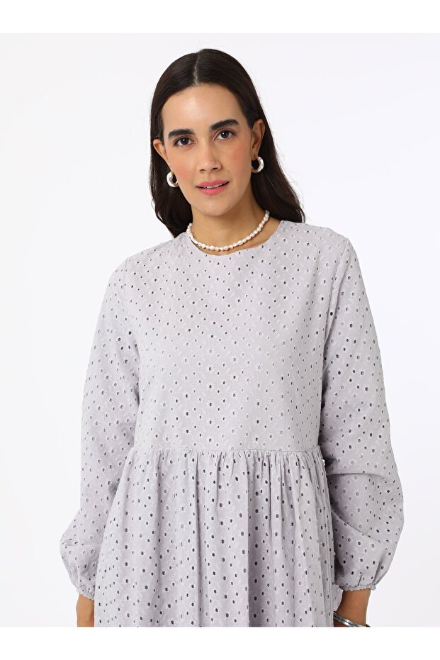 Brode Tesettür Elbise - Lila - Refka - 3