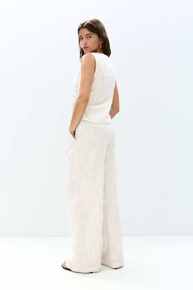 Çizgili rustik kruvaze top - 4