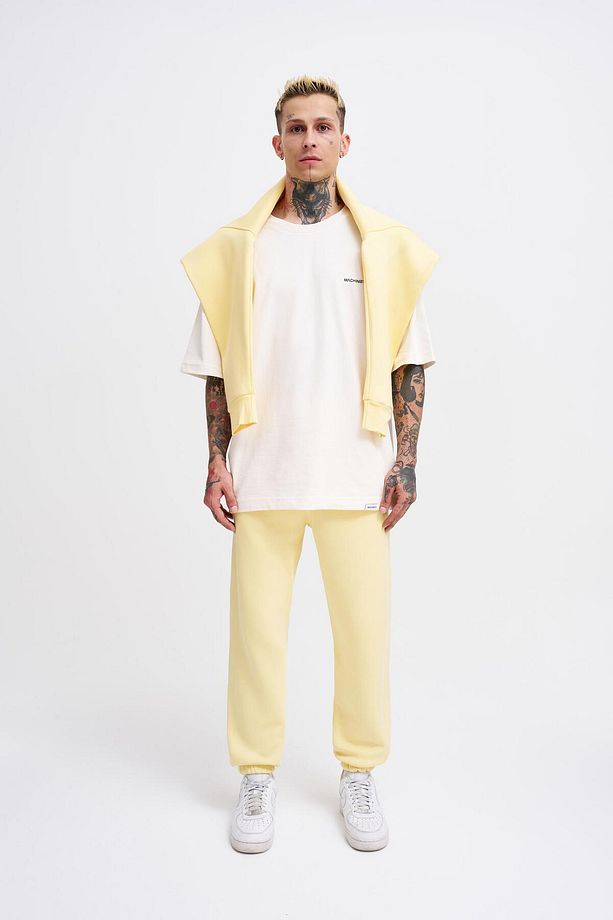 Erkek Basic Jogger Relaxed Sarı Eşofman Altı - 5