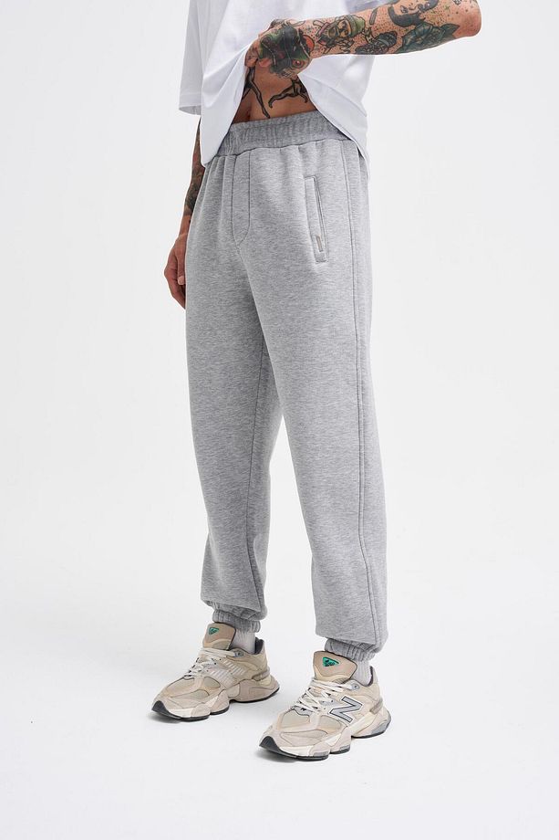Erkek Relaxed Jogger Basic Eşofman Altı Grey Melange - 2