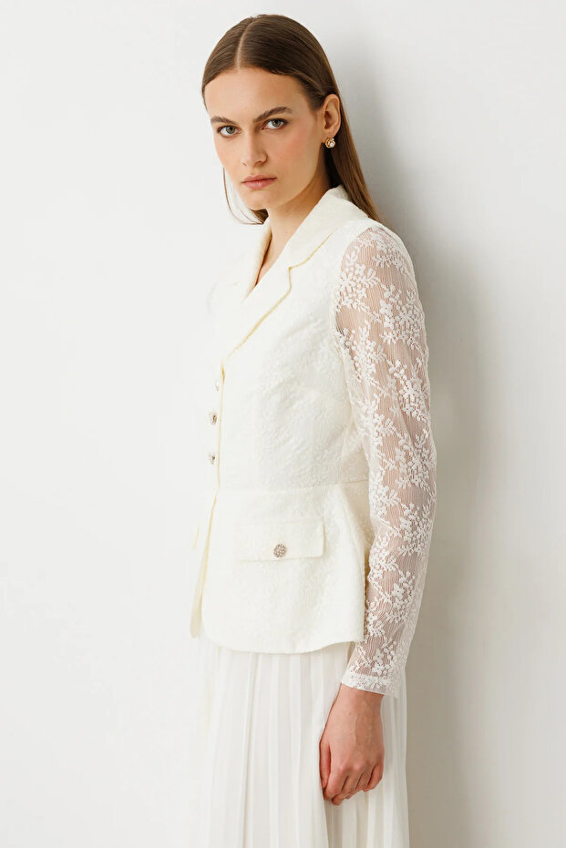 Altı Piliseli Dantelli Elbise - 5