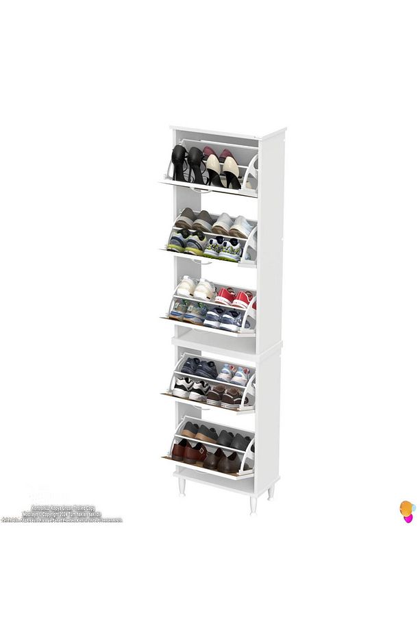 Varbi Umay' 2 Li Kapı Önü 52x205x26 Cm’ Lik 5 Düşer Kapak 10 Göz Bölme Raf Ayakkabılık - 5