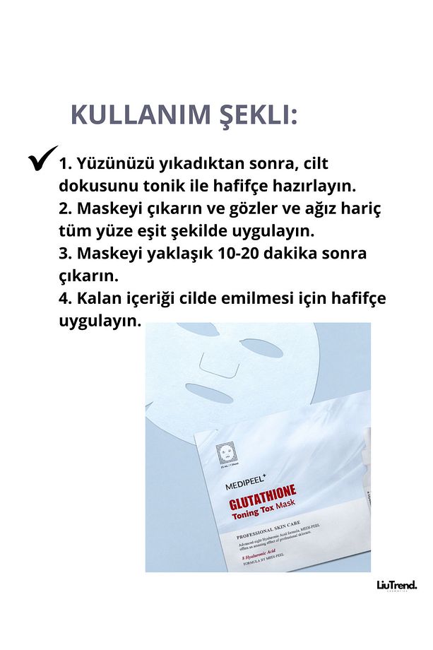 Glutathione Toning Tox Mask 25 ml * 1 adet Beyazlatıcı tonik yüz maskesi - 5