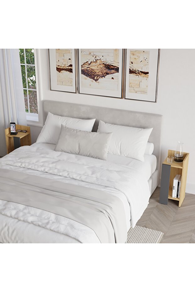 طاولة جانبية عصرية من إيلوس | طاولة جانبية بطابقين للتخزين لغرفة النوم والمعيشة | أنيقة وعملية