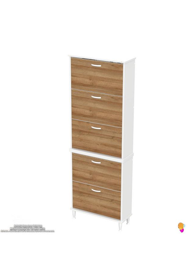 Varbi Umay' 2 Li Kapı Önü 72x205x26 Cm’ Lik 5 Düşer Kapak 10 Göz Bölme Raf Ayakkabılık - 8
