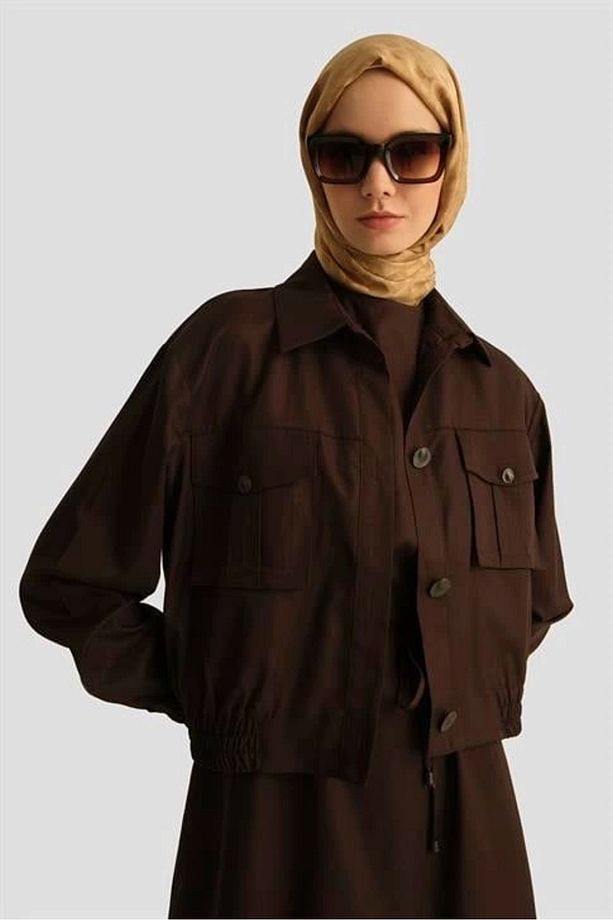 İçi Elbiseli Bomber Ceketli Takım 25y6001 Acı Kahve - 4