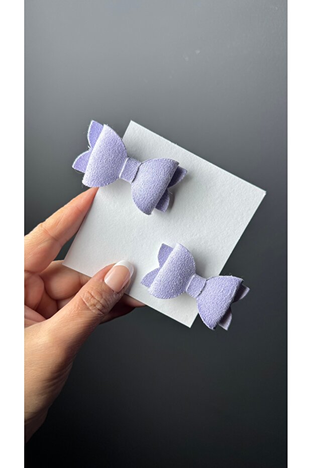 Lilac Girl Buckle Suede Leather Soft Tones Bow 2-Piece Clip Buckle