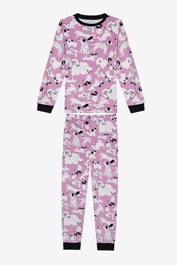 Girl's Dog Family Pink Pajama Set