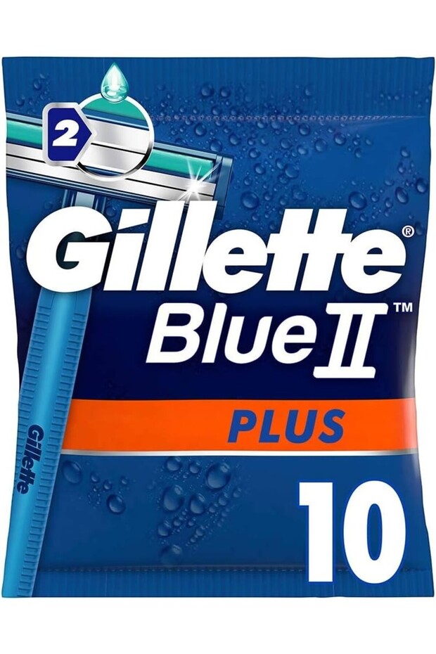 مجموعة شفرات الحلاقة الرجالية Blue2 Plus للاستعمال مرة واحدة مكونة من 10 قطع - هدية رغوة لتبييض الأسنان