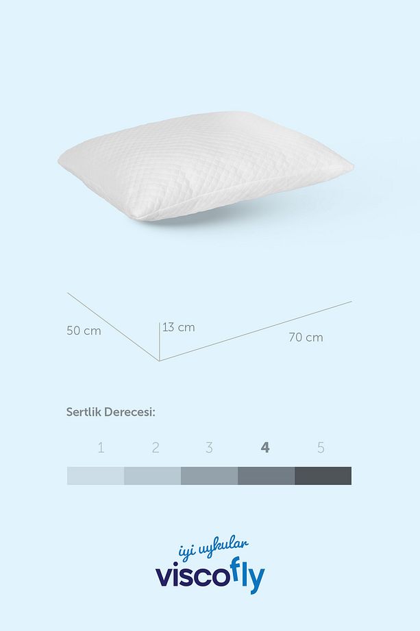 2 Adet Pamuklu Yüksek ve sert Ortopedik Visko Boncuk Dolum Yastık 50 x 70 Beyaz Visko - 6