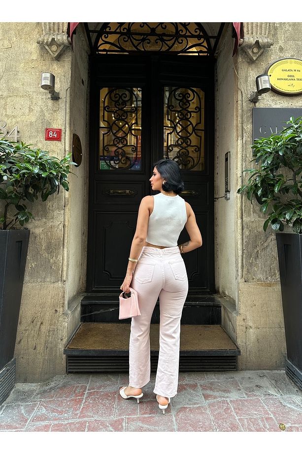 MARKA MODEL BOYFİT YIKAMALI SARI PANTALON - 2
