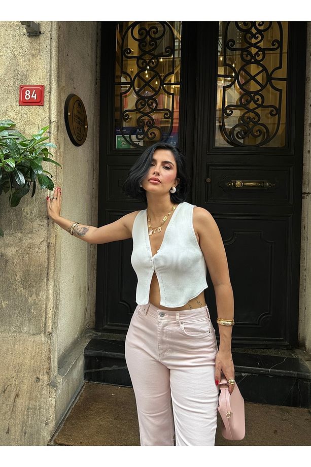 MARKA MODEL BOYFİT YIKAMALI SARI PANTALON - 5