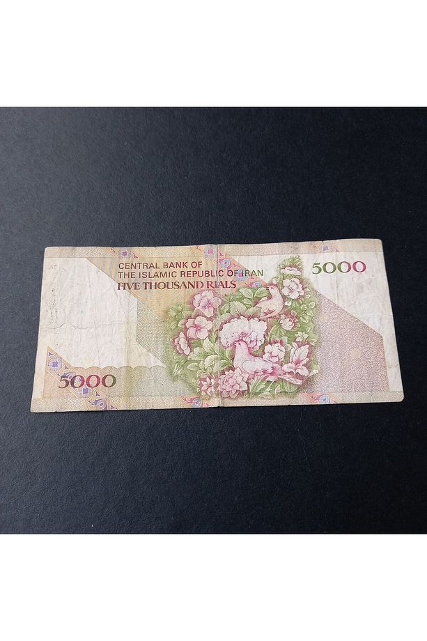 399636834c23fd6187 Iran 5000 Riyal Nadir çiçekli tip TEMİZ/ÇT eski kağıt para - 5