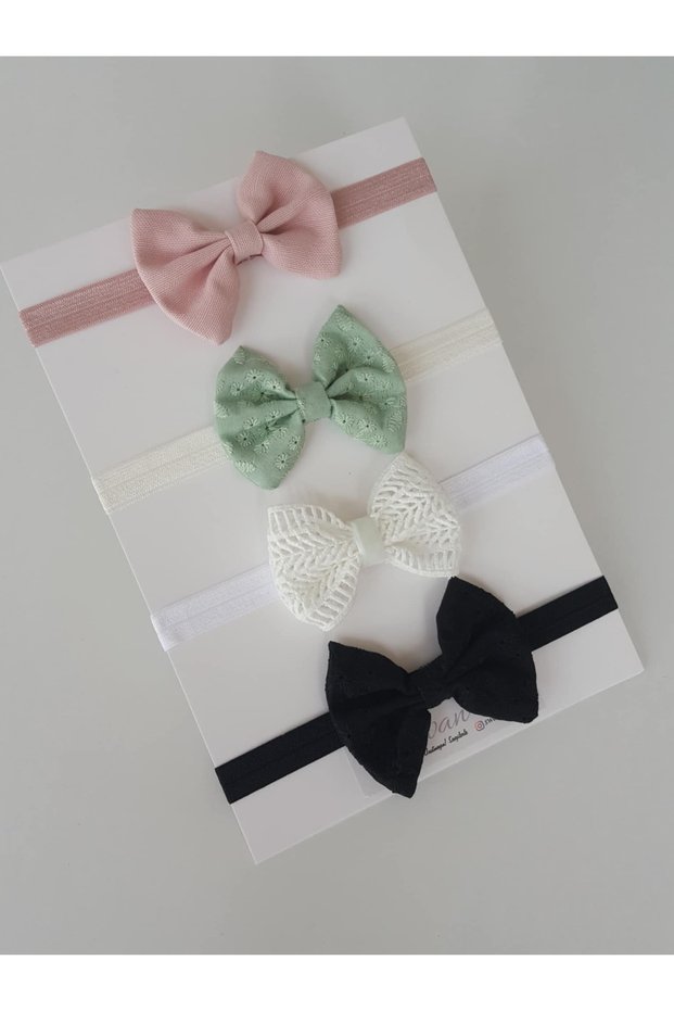 Girl's Baby Bow Bandana Buckle Set Cream Mint,