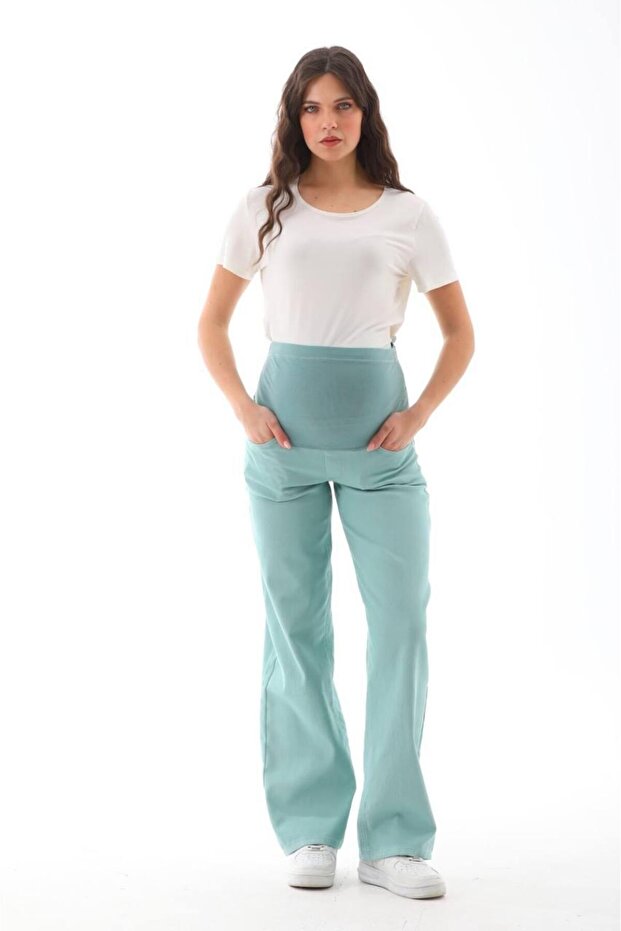 Hamile Esnek Karın Bantlı Beli Ayarlanabilir Boru Paça Kot Pantolon - 2