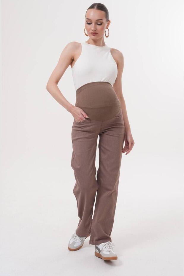 Hamile Esnek Karın Bantlı Beli Ayarlanabilir Boru Paça Kot Pantolon - 2