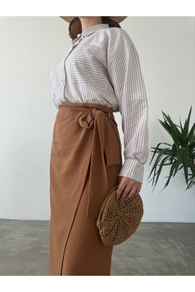 Noir Belted Skirt Tns-4158