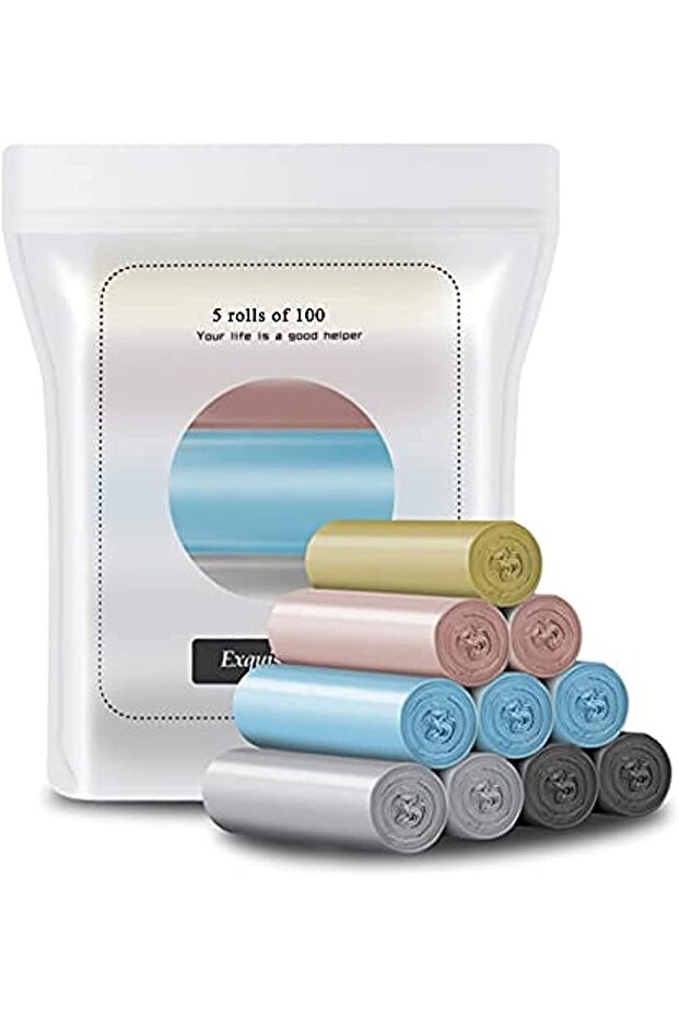 Plastic Disposable Garbage Bags with Handles (5 Rolls, 100 Pieces)