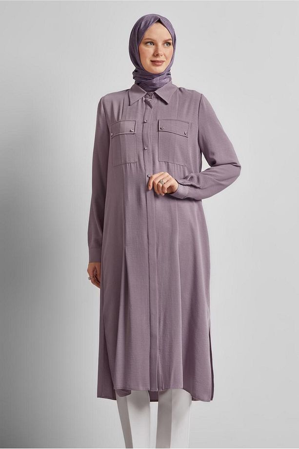 YIRTMAÇ DETAYLI UZUN TUNİK 45532 - 1