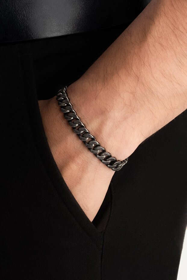 Örgü Model Çelik Erkek Bileklik - 2