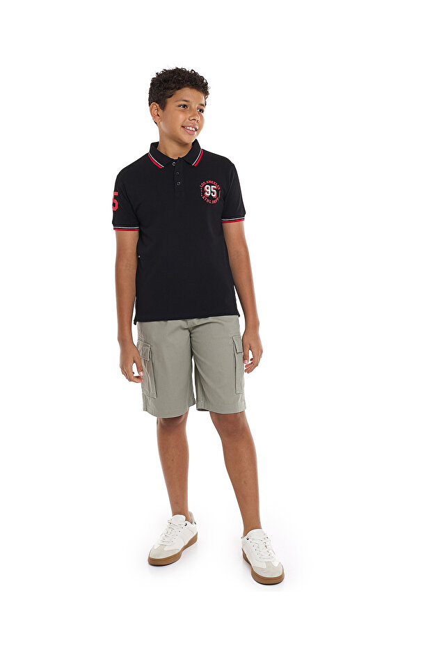 Solid Cargo Shorts with Drawstring Waist