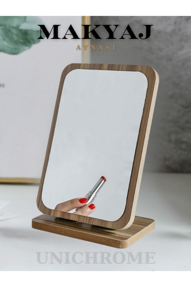 Unichrome El Aynası Masa Aynası Makyaj Aynası Eğim Ayarlanabilir Kare Makeup Mirror 18cm Menteşeli