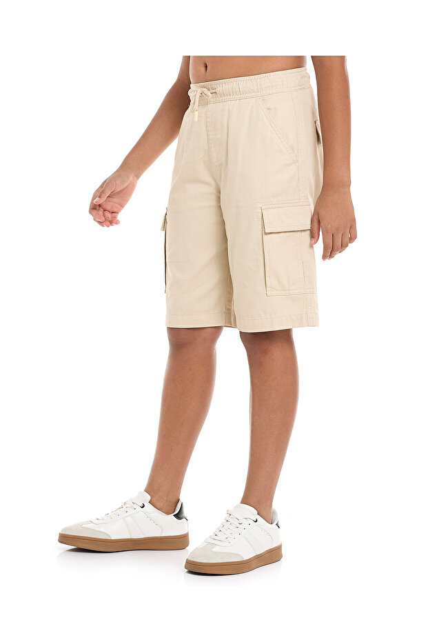 شورت كارجو سادة مع خصر برباط - 3
