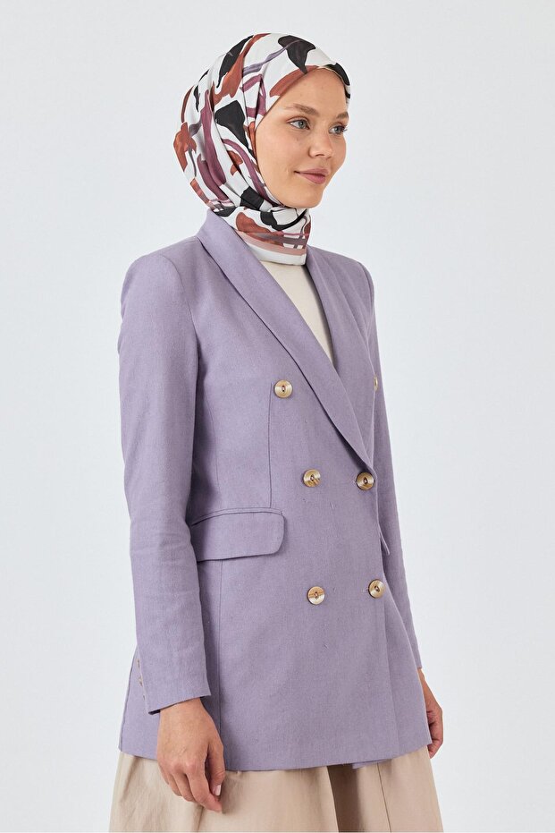 وشاح منقوش بأوراق الشجر باللون البيج 3004 - 5