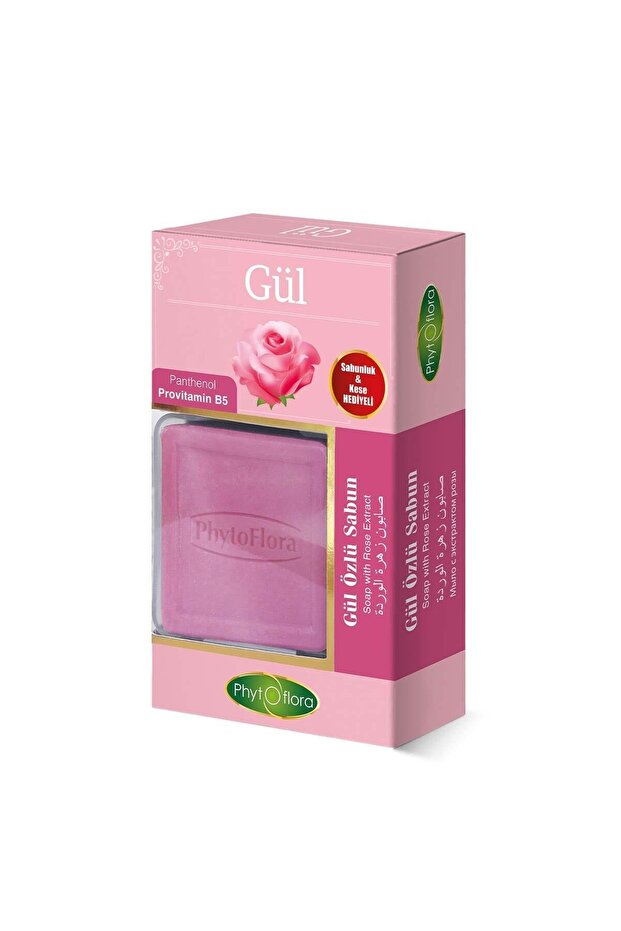 Rose Essence Soap with Pouch and Soap Dish Gift 125 Gr