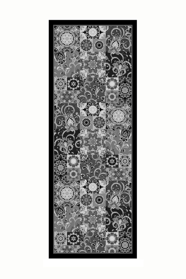 Black Solhar Pattern Cotton Shawl - 1