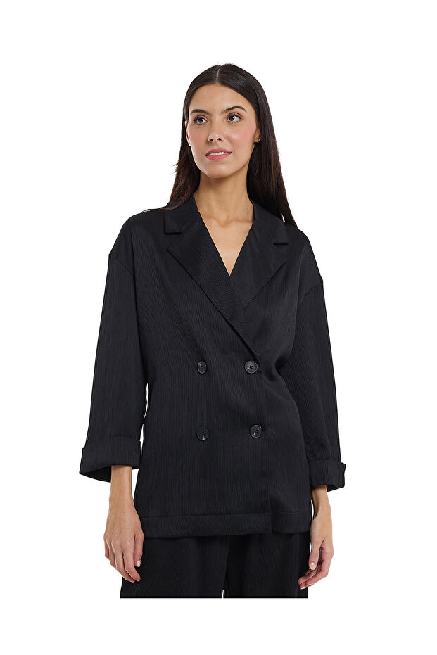 سترة مزدوجة الصدر سادة - 1