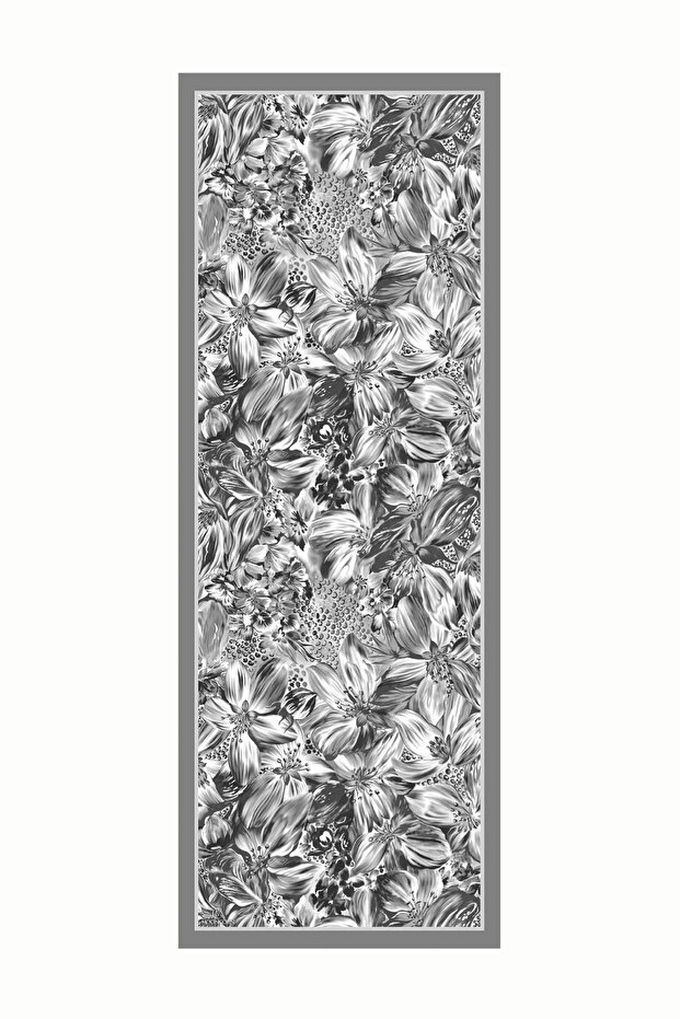 Gray Larin Pattern Cotton Shawl - 1