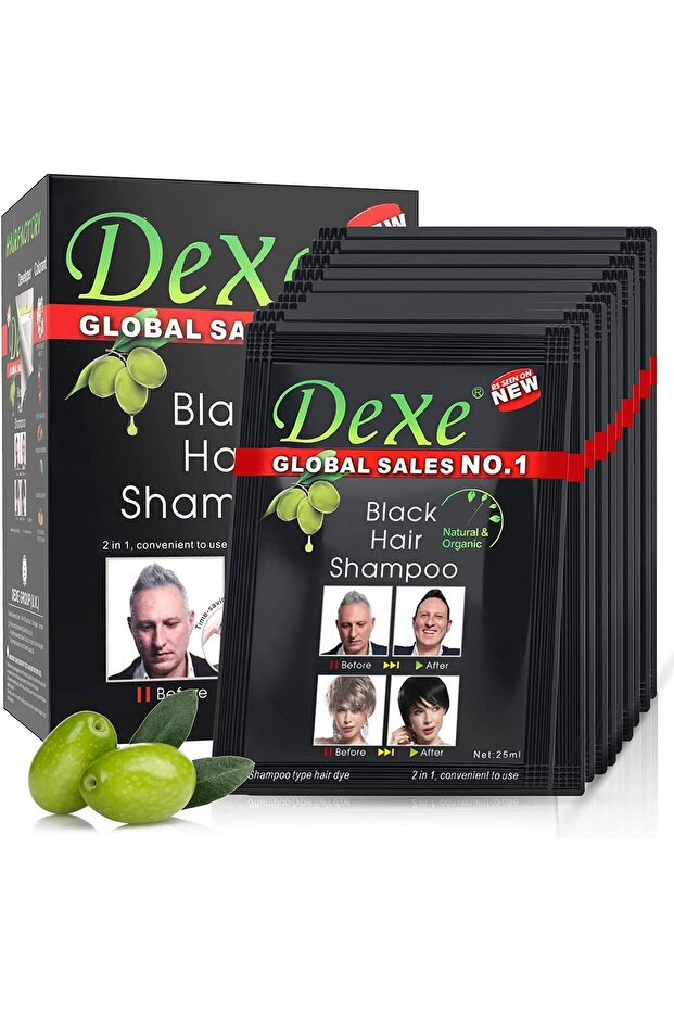 Instant Hair Dye - Black Hair Shampoo - (3) Black Color