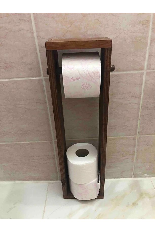 Dekoratif Ahşap Wc Kağıtlığı – Banyo Uyumlu Tuvalet Kağıt Tutucu - Tuvalet Kağıt Askısı - 2