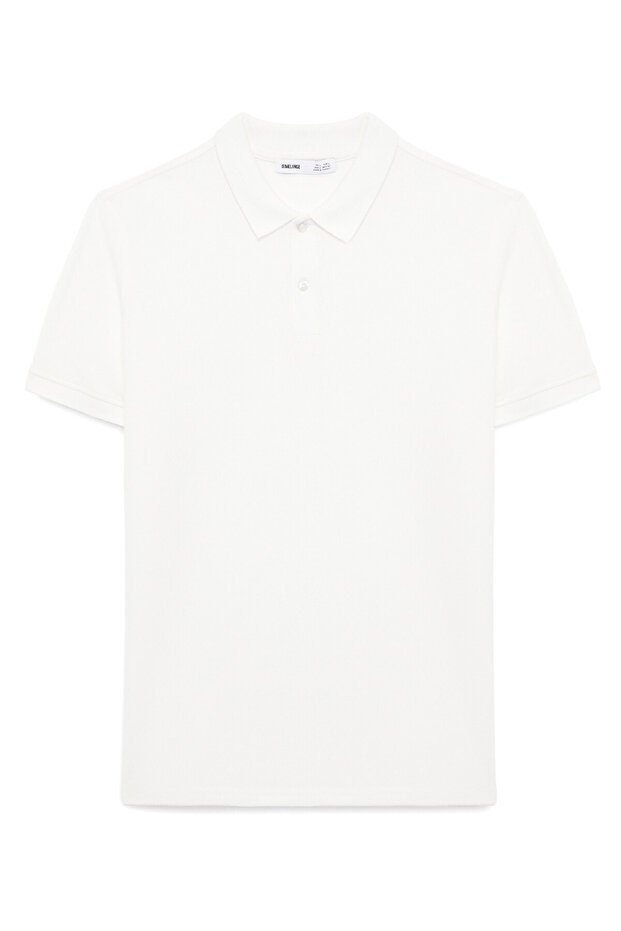 Skyloom Men's 100% Cotton Short Sleeve Regular Fit White Polo Neck T-Shirt
