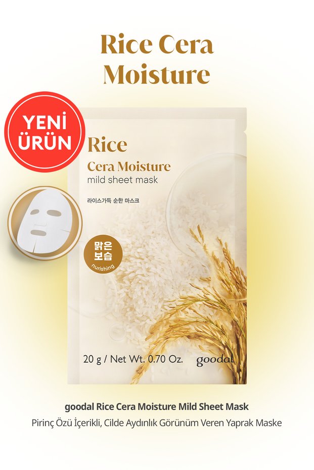 Sheet Mask with Rice Extract That Gives a Bright Look to the Skin Goodal Rice Cera Moisture Mild Sheet Mask