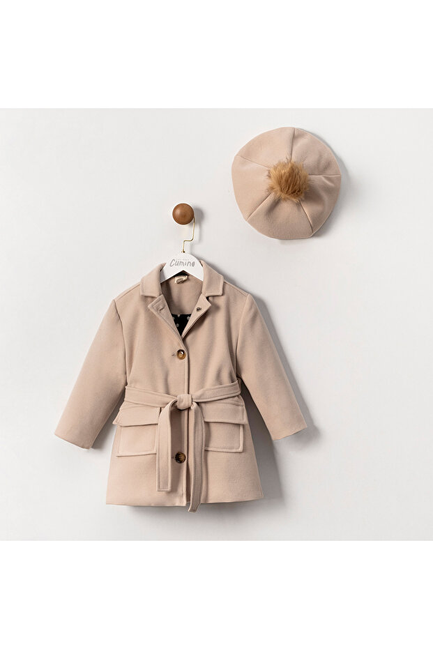 Mildred Red Beige Hat Girl's Coat 2-3-4-5 Years