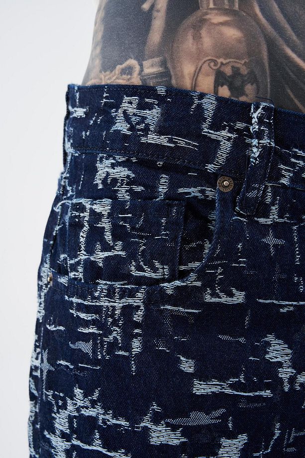 Erkek Patterned And Textured Jean Mavi - 3