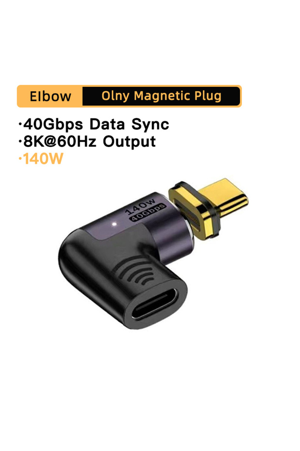 محول جانبي PD140W USB4.0 40Gbps Thunderbolt3 محول مغناطيسي USB C إلى Type C شحن سريع مغناطيسي