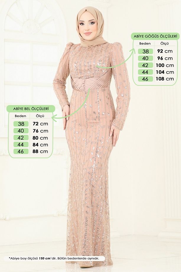SUAL Drapeli İşlemeli Abiye 4929D170 Gold - 1
