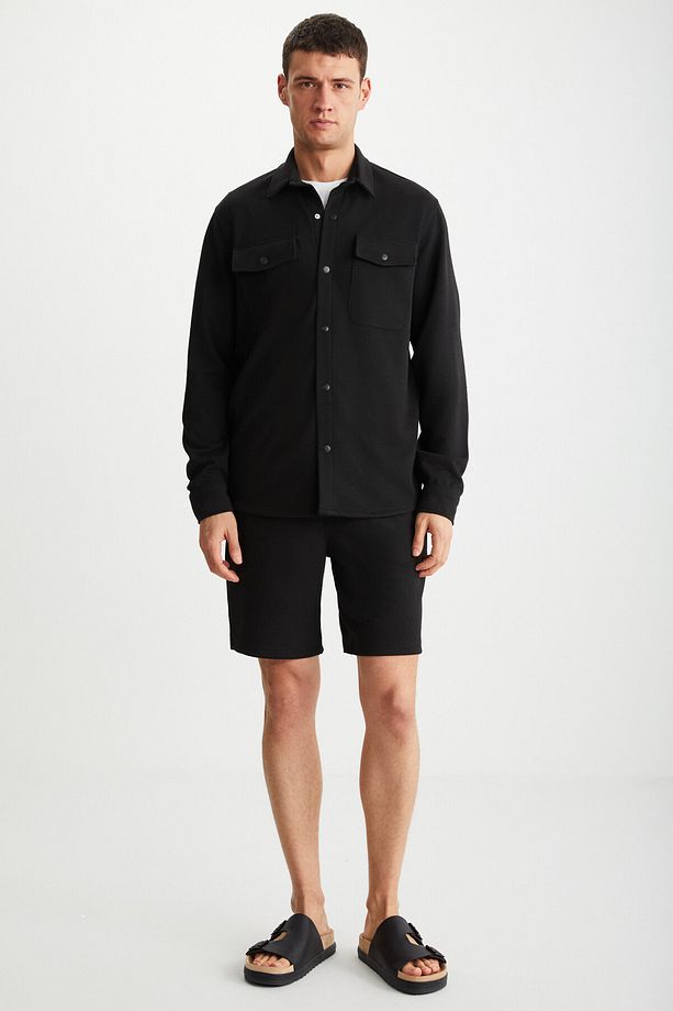 Lorven Erkek Bağlamalı Regular Fit Siyah Şort & Bermuda - 5
