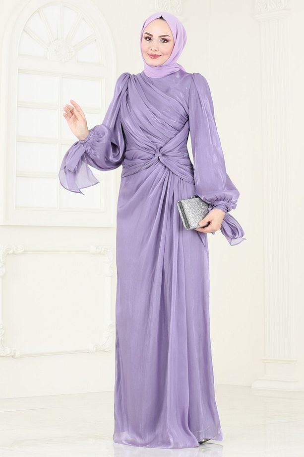 SUAL Önü Drapeli Abiye 4726D170 Lila - 1