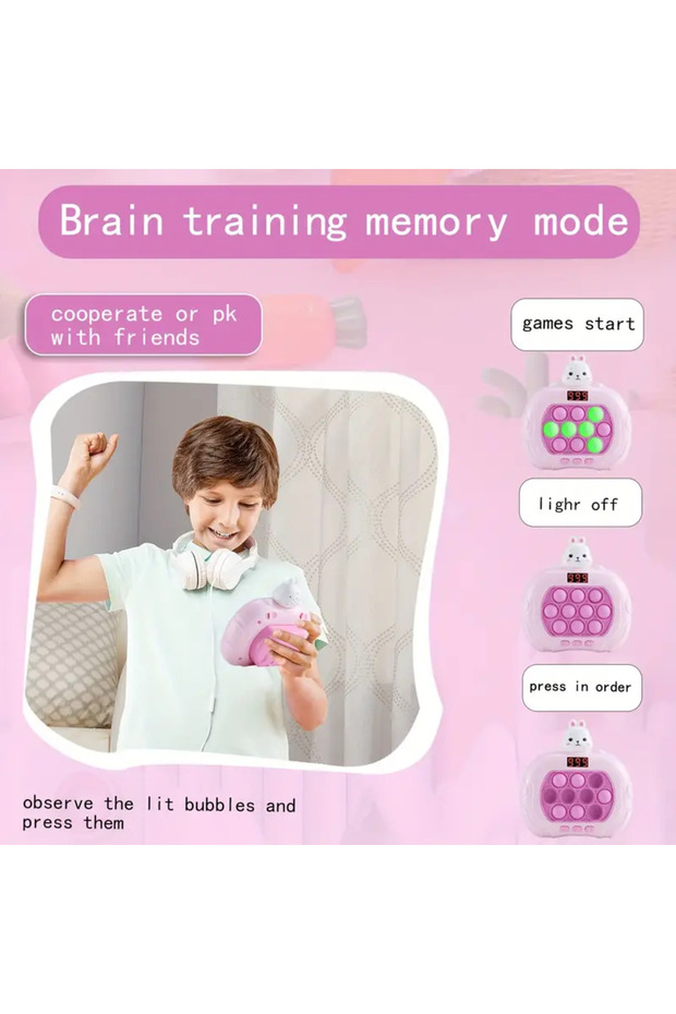Pop-It Console interactive game, anti-stress, with sounds and lights, display and 999 levels, Bunny shape - 5